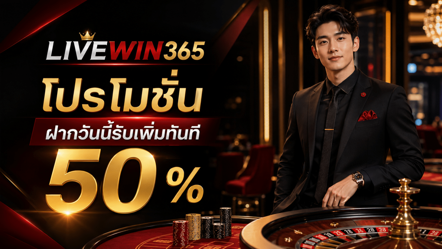 โปรโมชั่น ฝากวันนี้รับเพิ่มทันที 50 %